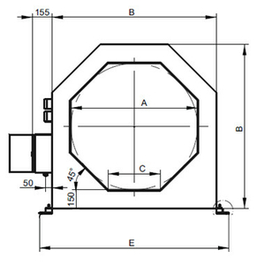 Dimensiones de detector de metales en forma de túnel METRON 05 CO