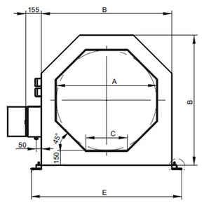 Dimensiones de detector de metales en forma de túnel METRON 05 CO