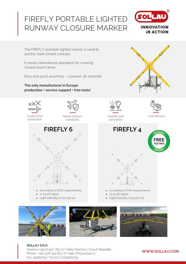 Cruz luminosa móvil FIREFLY para señalizar el cierre de la pista del aeropuerto