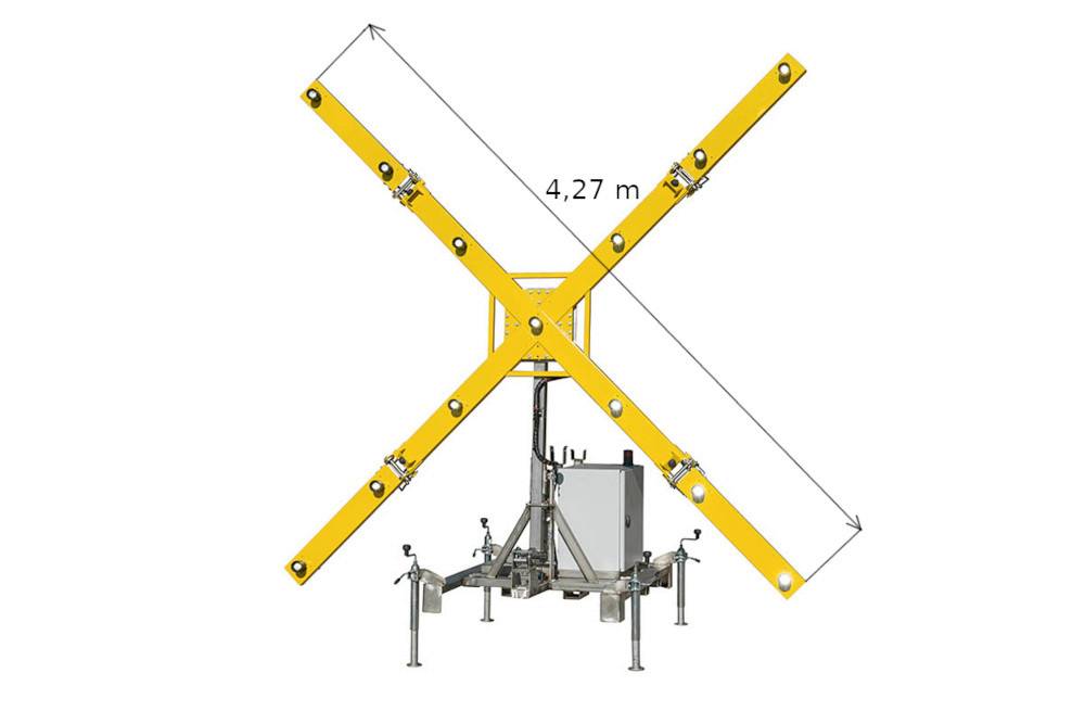 Cruz luminosa móvil FIREFLY 4 para señalizar el cierre de la pista del aeropuerto