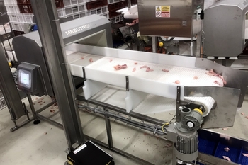 Detector de metales en forma de túnel METRON 07 CI – control de productos cárnicos en la industria alimentaria